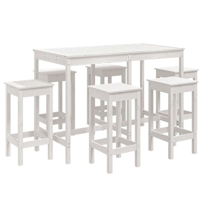 Set Bar da Giardino 7 pz Bianco in Legno Massello di Pino - homemem39