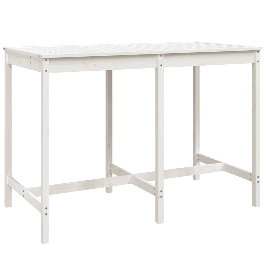 Set Bar da Giardino 7 pz Bianco in Legno Massello di Pino | homemem39
