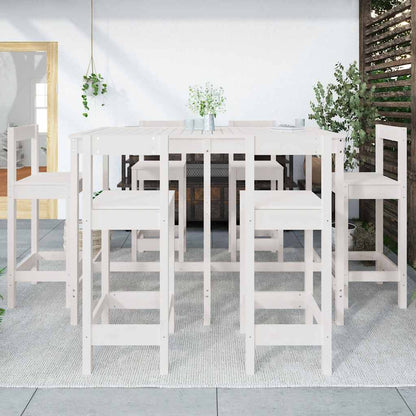 Set Bar da Giardino 7 pz Bianco in Legno Massello di Pino | homemem39
