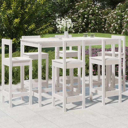 Set Bar da Giardino 7 pz Bianco in Legno Massello di Pino | homemem39