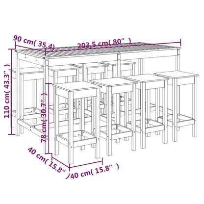 Set Bar da Giardino 9 pz in Legno Massello di Pino - homemem39