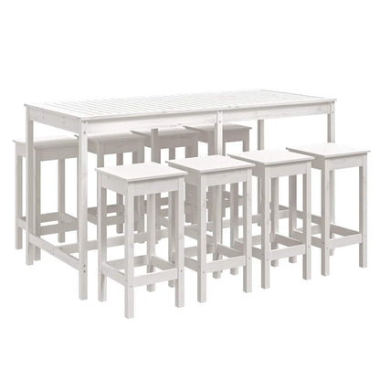 Set Bar da Giardino 9 pz Bianco in Legno Massello di Pino | homemem39