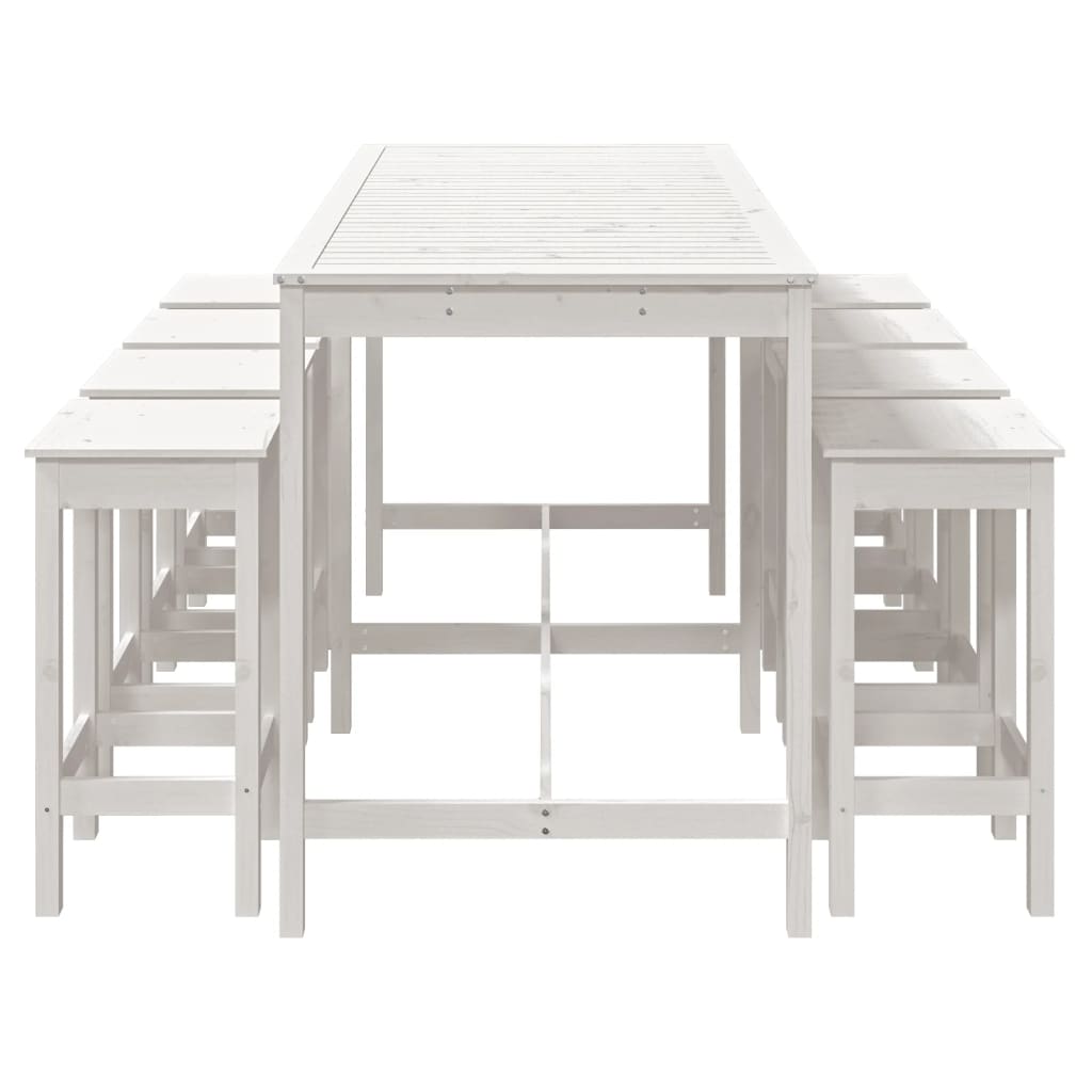 Set Bar da Giardino 9 pz Bianco in Legno Massello di Pino - homemem39