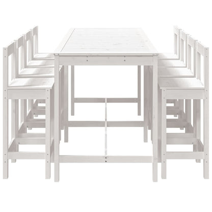 Set Bar da Giardino 9 pz Bianco in Legno Massello di Pino | homemem39