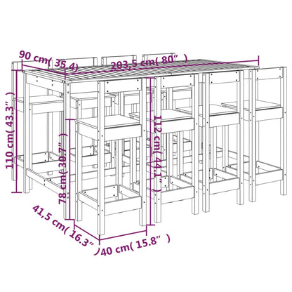Set Bar da Giardino 9 pz Bianco in Legno Massello di Pino | homemem39