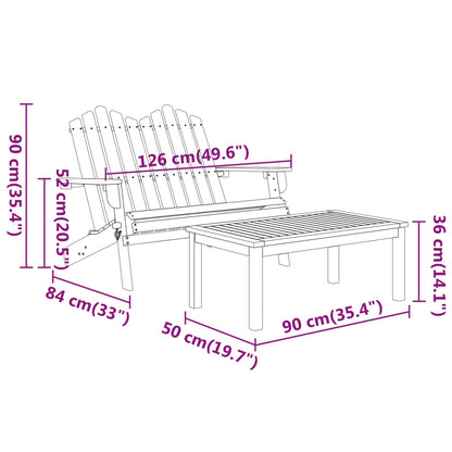 Set da Salotto Giardino Adirondack 2pz Legno Massello di Acacia