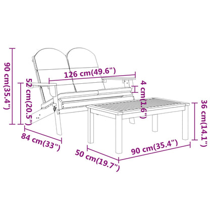 Set Salotto da Giardino Adirondack 2pz Legno Massello di Acacia | homemem39
