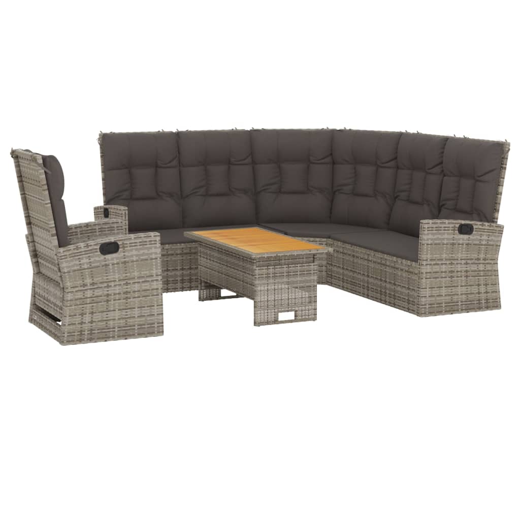 Set Divani da Giardino 3 pz con Cuscini in Polyrattan Grigio | homemem39