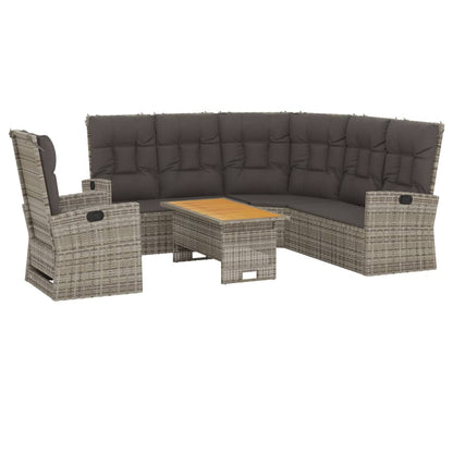 Set Divani da Giardino 3 pz con Cuscini in Polyrattan Grigio | homemem39