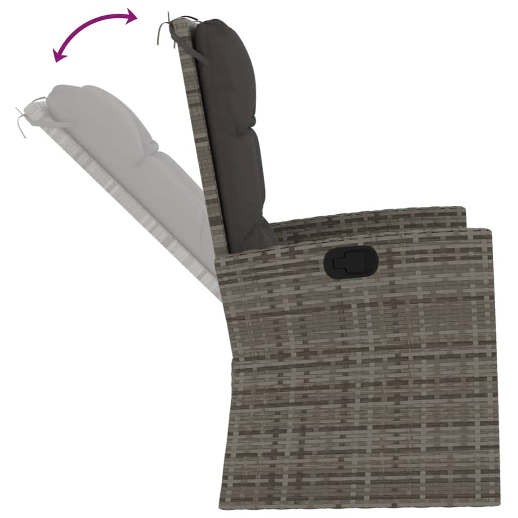 Set Divani da Giardino 3 pz con Cuscini in Polyrattan Grigio | homemem39