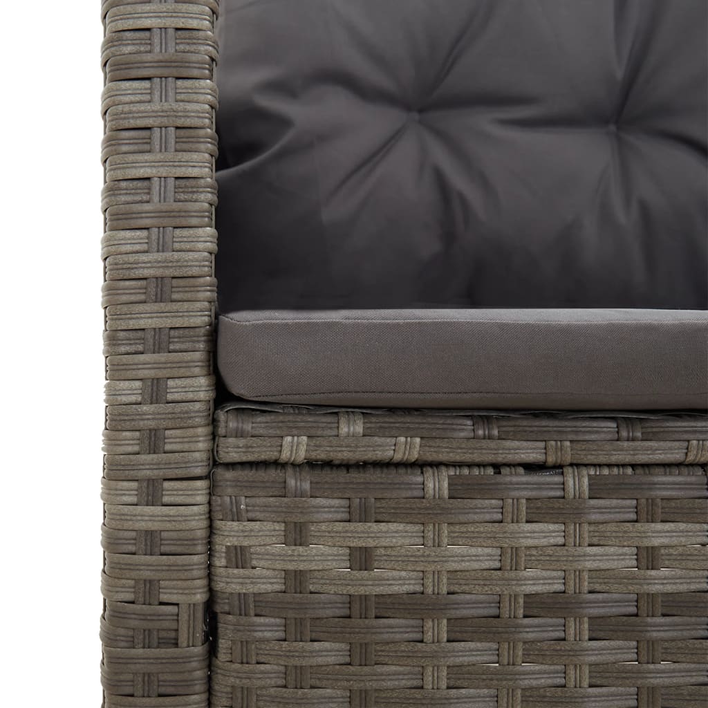 Set Divani da Giardino 3 pz con Cuscini in Polyrattan Grigio | homemem39