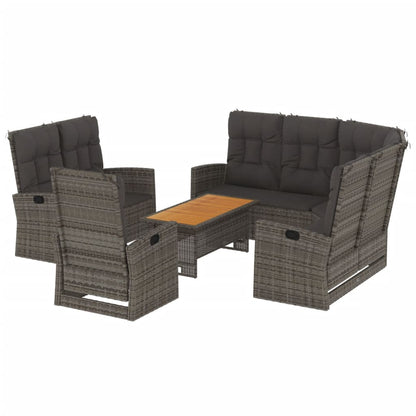 Set Divani da Giardino 4 pz con Cuscini in Polyrattan Grigio