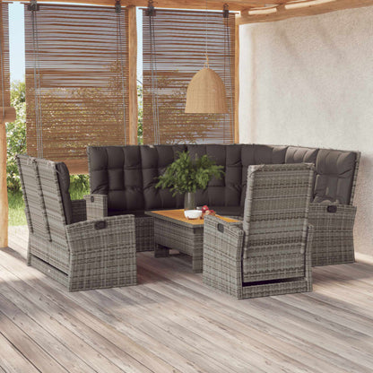 Set Divani da Giardino 4 pz con Cuscini in Polyrattan Grigio
