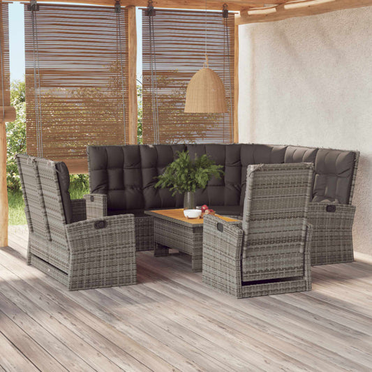 Set Divani da Giardino 4 pz con Cuscini in Polyrattan Grigio