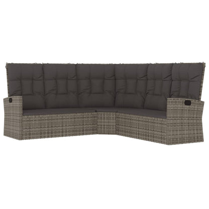 Divano Angolare Reclinabile con Cuscini in Polyrattan Grigio | homemem39