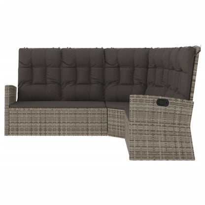 Divano Angolare Reclinabile con Cuscini in Polyrattan Grigio | homemem39