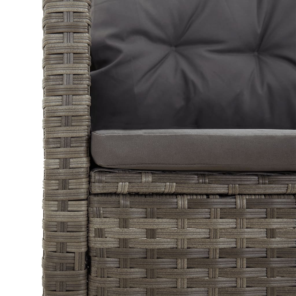 Divano Angolare Reclinabile con Cuscini in Polyrattan Grigio | homemem39