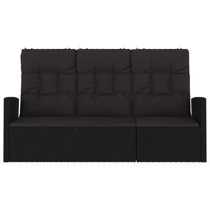 Panca da Giardino Reclinabile con Cuscini 173cm Polyrattan Nero - homemem39