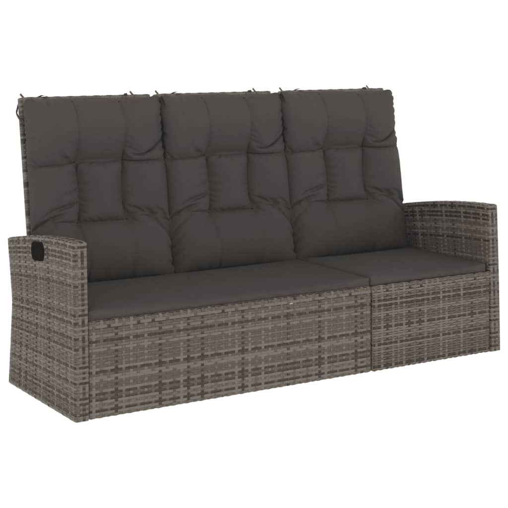 Panca Giardino Reclinabile con Cuscini 173cm Polyrattan Grigio | homemem39