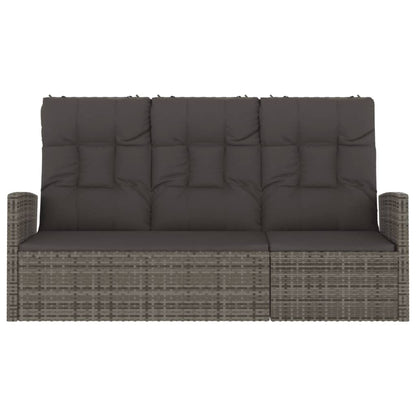 Panca Giardino Reclinabile con Cuscini 173cm Polyrattan Grigio | homemem39