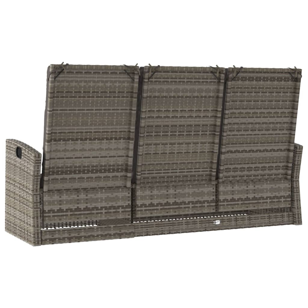 Panca Giardino Reclinabile con Cuscini 173cm Polyrattan Grigio | homemem39