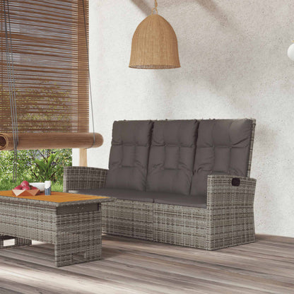 Panca Giardino Reclinabile con Cuscini 173cm Polyrattan Grigio | homemem39