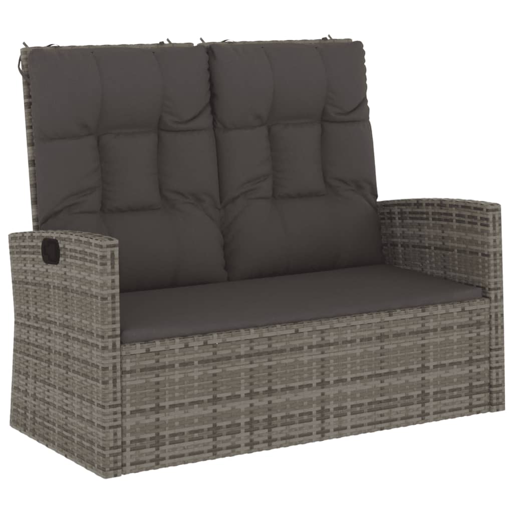 Panca Giardino Reclinabile con Cuscini 118cm Polyrattan Grigio | homemem39