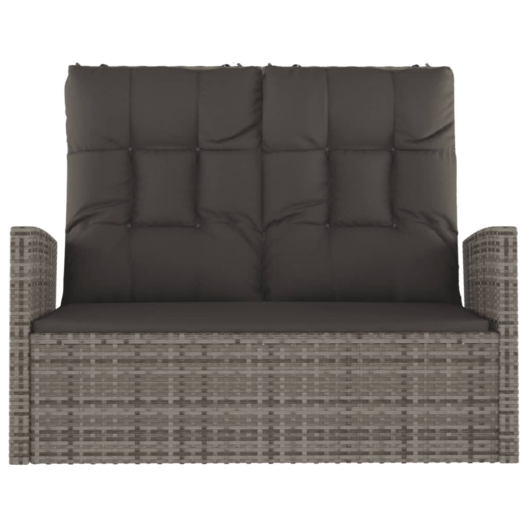 Panca Giardino Reclinabile con Cuscini 118cm Polyrattan Grigio | homemem39