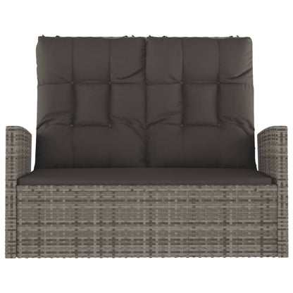 Panca Giardino Reclinabile con Cuscini 118cm Polyrattan Grigio | homemem39