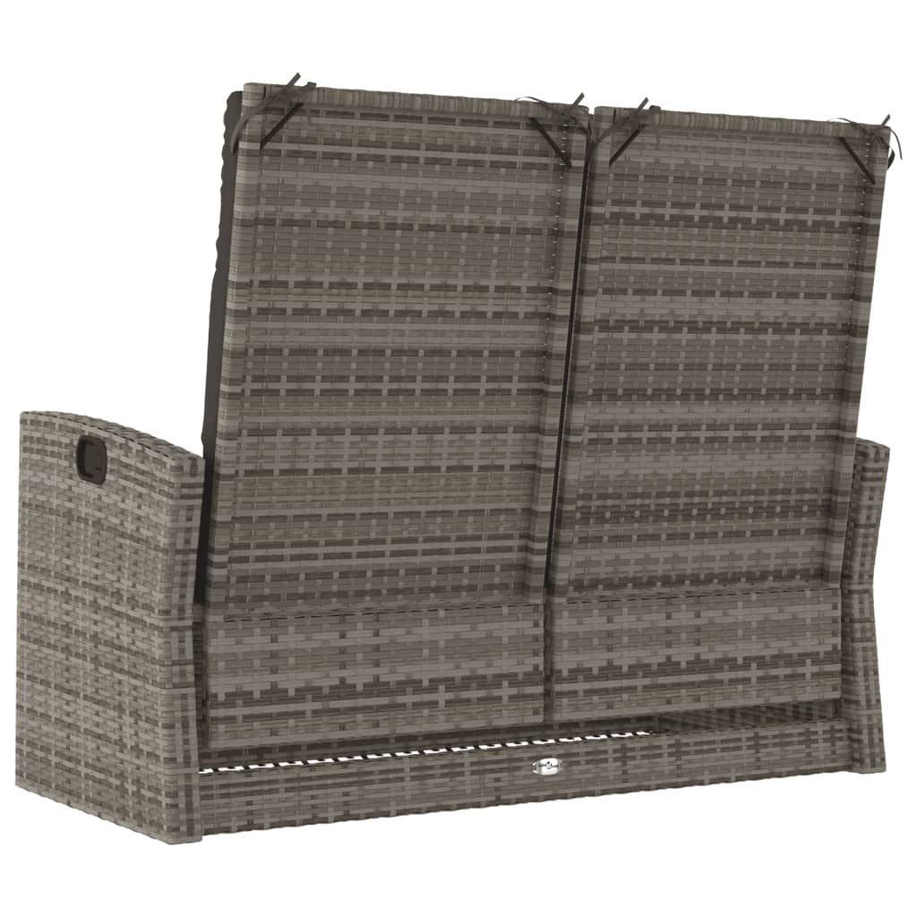 Panca Giardino Reclinabile con Cuscini 118cm Polyrattan Grigio | homemem39