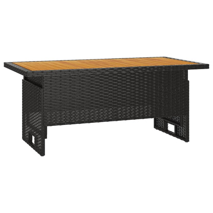 Tavolo Giardino Nero 100x50x43/63cm Massello Acacia Polyrattan - homemem39