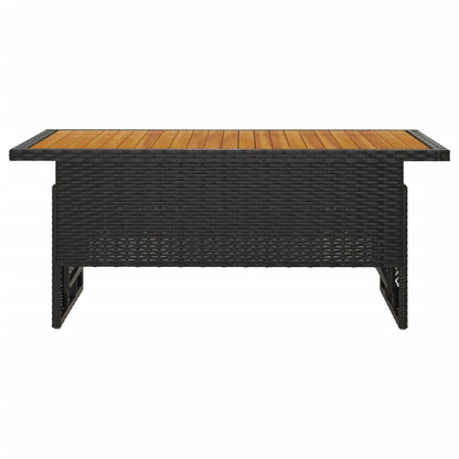 Tavolo Giardino Nero 100x50x43/63cm Massello Acacia Polyrattan | homemem39