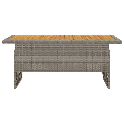 Tavolo Giardino Grigio 100x50x43/63 Massello Acacia Polyrattan - homemem39