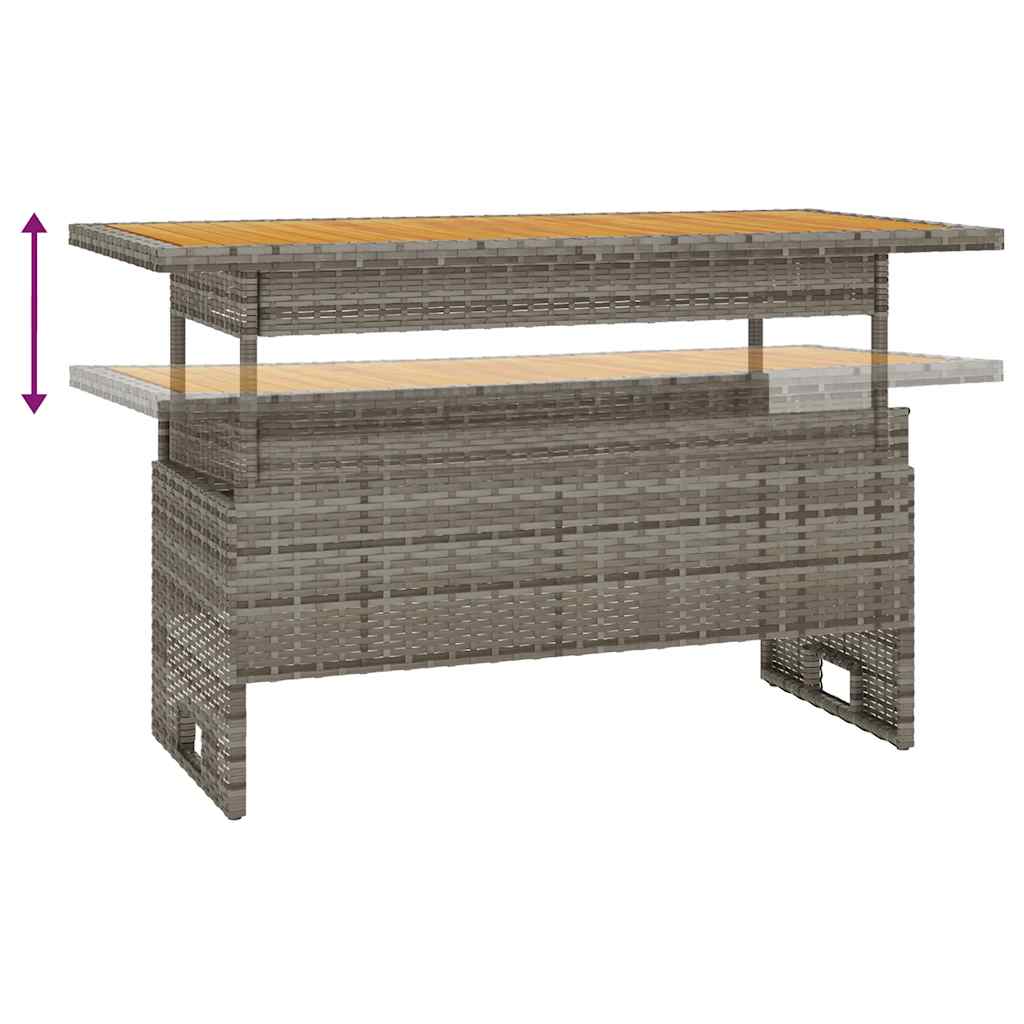Tavolo Giardino Grigio 100x50x43/63 Massello Acacia Polyrattan | homemem39