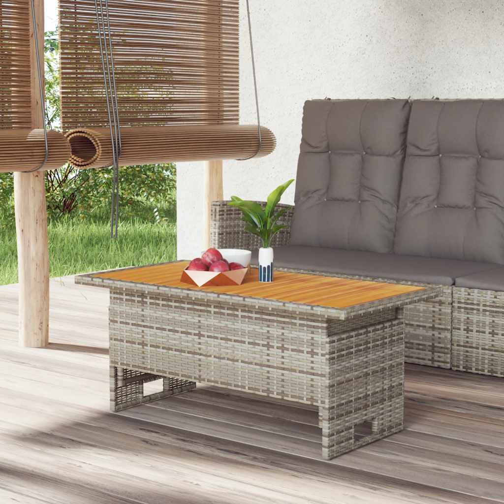 Tavolo Giardino Grigio 100x50x43/63 Massello Acacia Polyrattan | homemem39