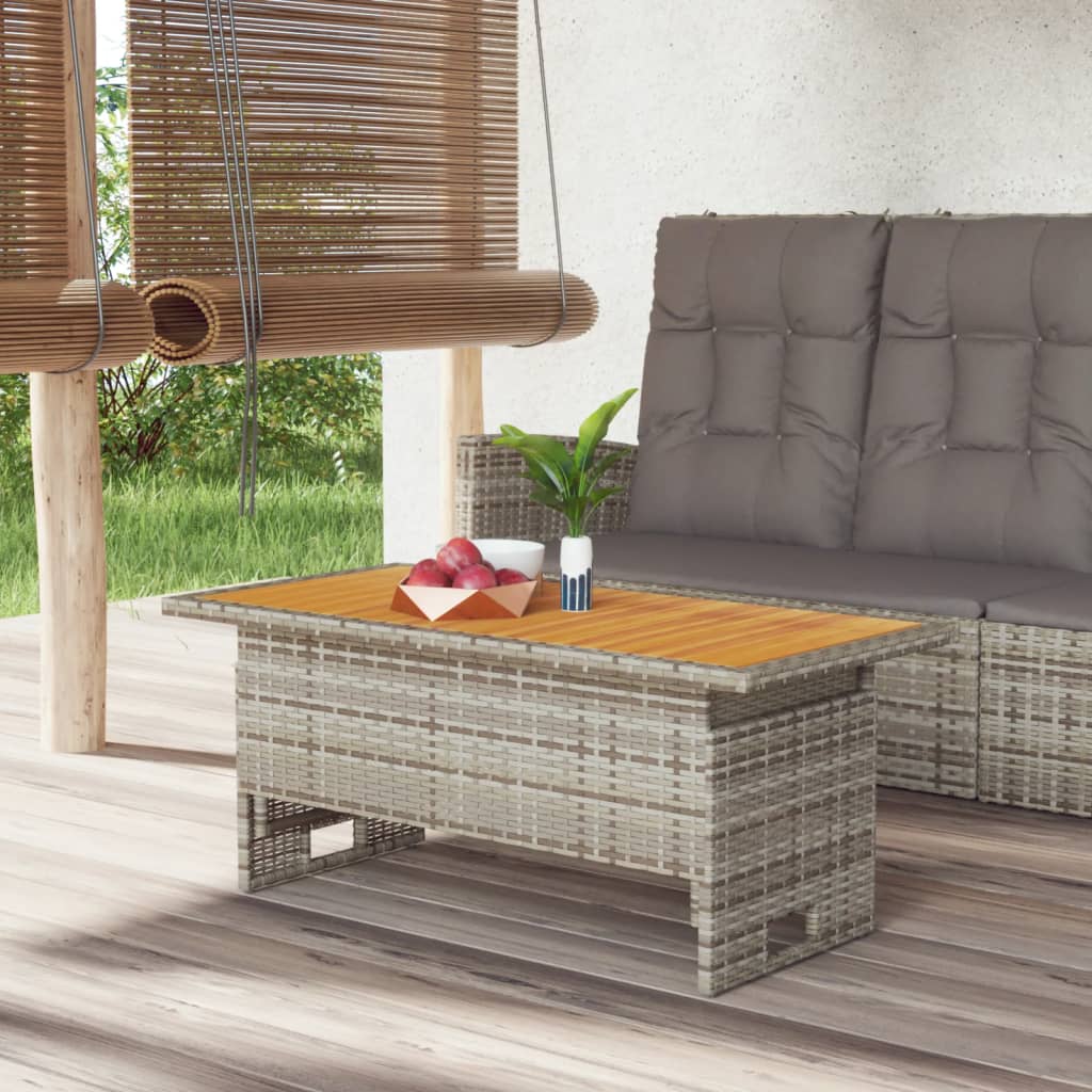 Tavolo Giardino Grigio 100x50x43/63 Massello Acacia Polyrattan - homemem39
