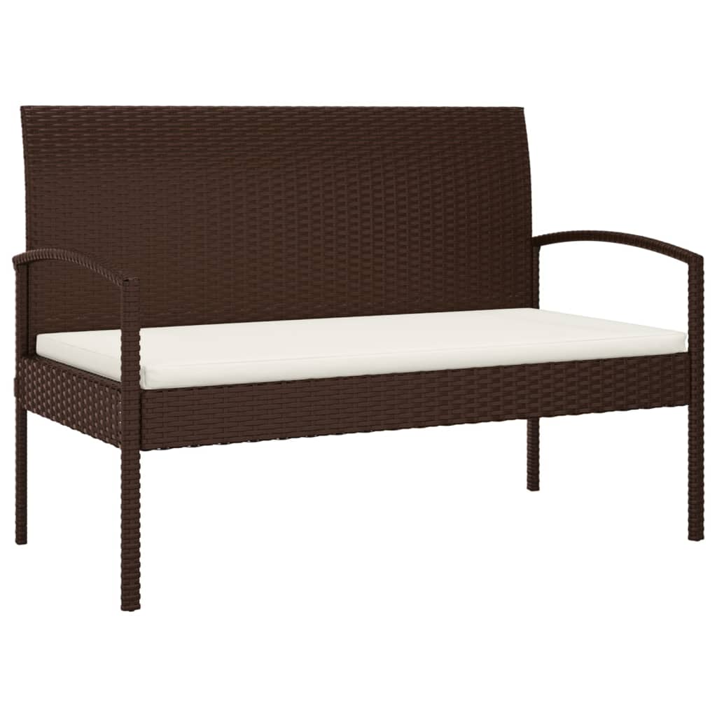 Panca da Giardino con Cuscino Marrone 105 cm in Polyrattan | homemem39