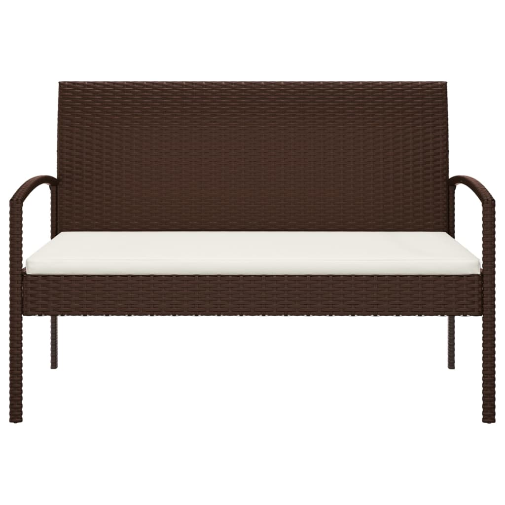 Panca da Giardino con Cuscino Marrone 105 cm in Polyrattan | homemem39