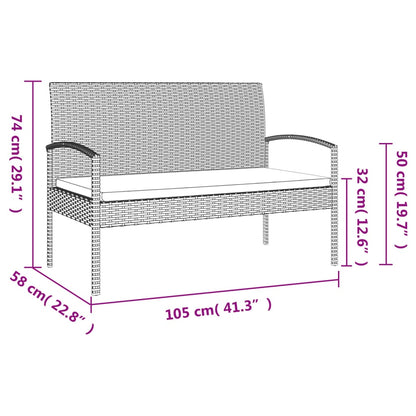 Panca da Giardino con Cuscino Marrone 105 cm in Polyrattan | homemem39