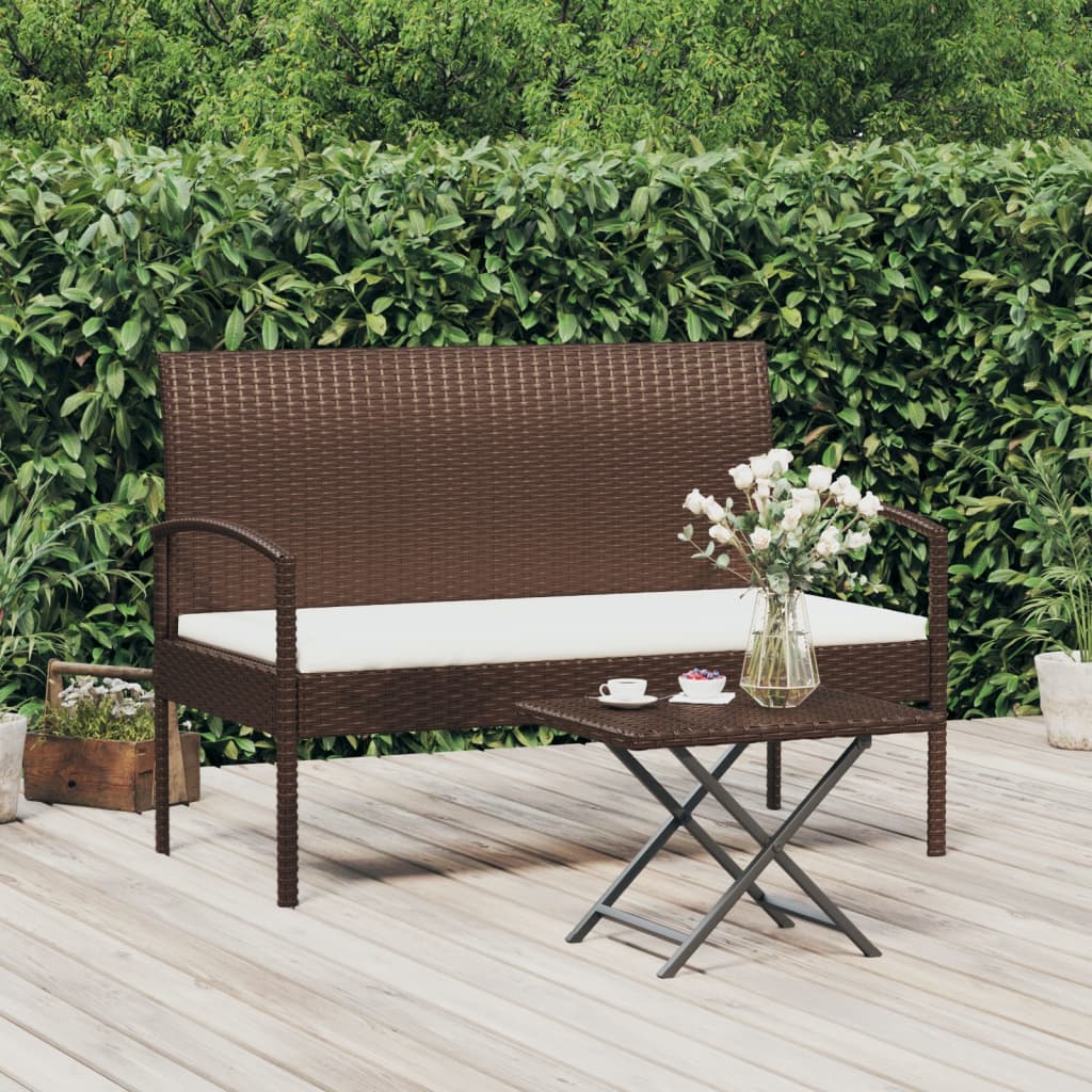 Panca da Giardino con Cuscino Marrone 105 cm in Polyrattan | homemem39