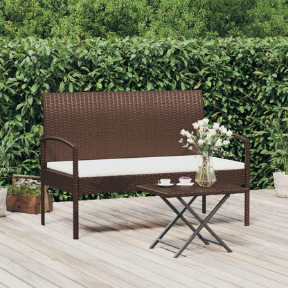 Panca da Giardino con Cuscino Marrone 105 cm in Polyrattan | homemem39