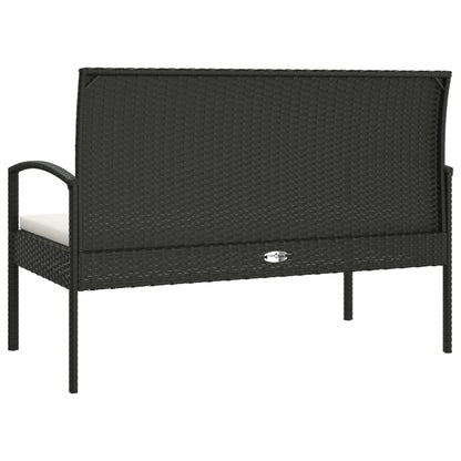 Panca da Giardino con Cuscino Nera 105 cm in Polyrattan | homemem39