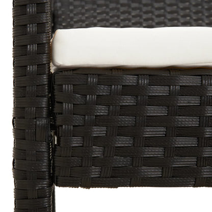 Panca da Giardino con Cuscino Nera 105 cm in Polyrattan | homemem39