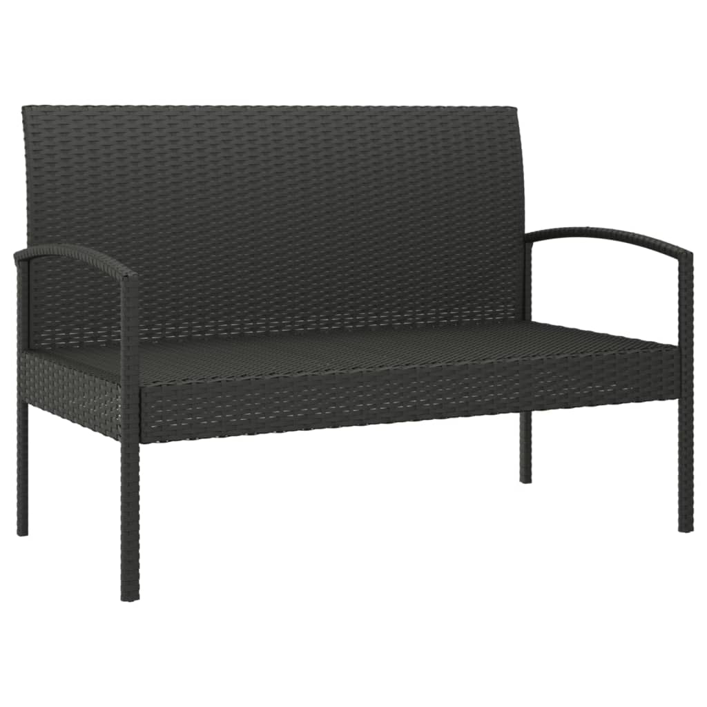 Panca da Giardino con Cuscino Nera 105 cm in Polyrattan | homemem39