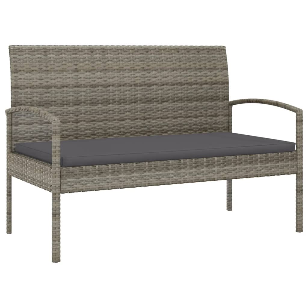Panca da Giardino con Cuscino Grigia 105 cm in Polyrattan | homemem39