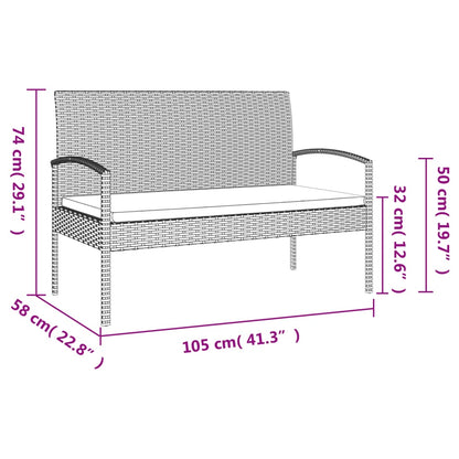 Panca da Giardino con Cuscino Grigia 105 cm in Polyrattan | homemem39