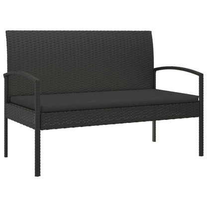 Panca da Giardino con Cuscino Nera 105 cm in Polyrattan | homemem39