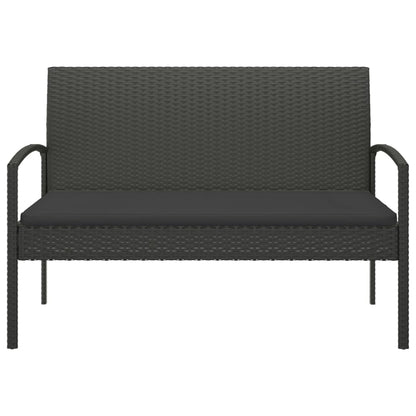 Panca da Giardino con Cuscino Nera 105 cm in Polyrattan | homemem39