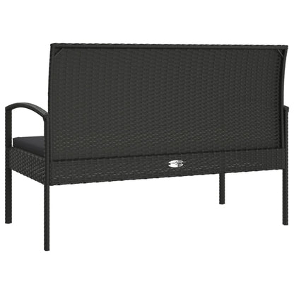 Panca da Giardino con Cuscino Nera 105 cm in Polyrattan | homemem39