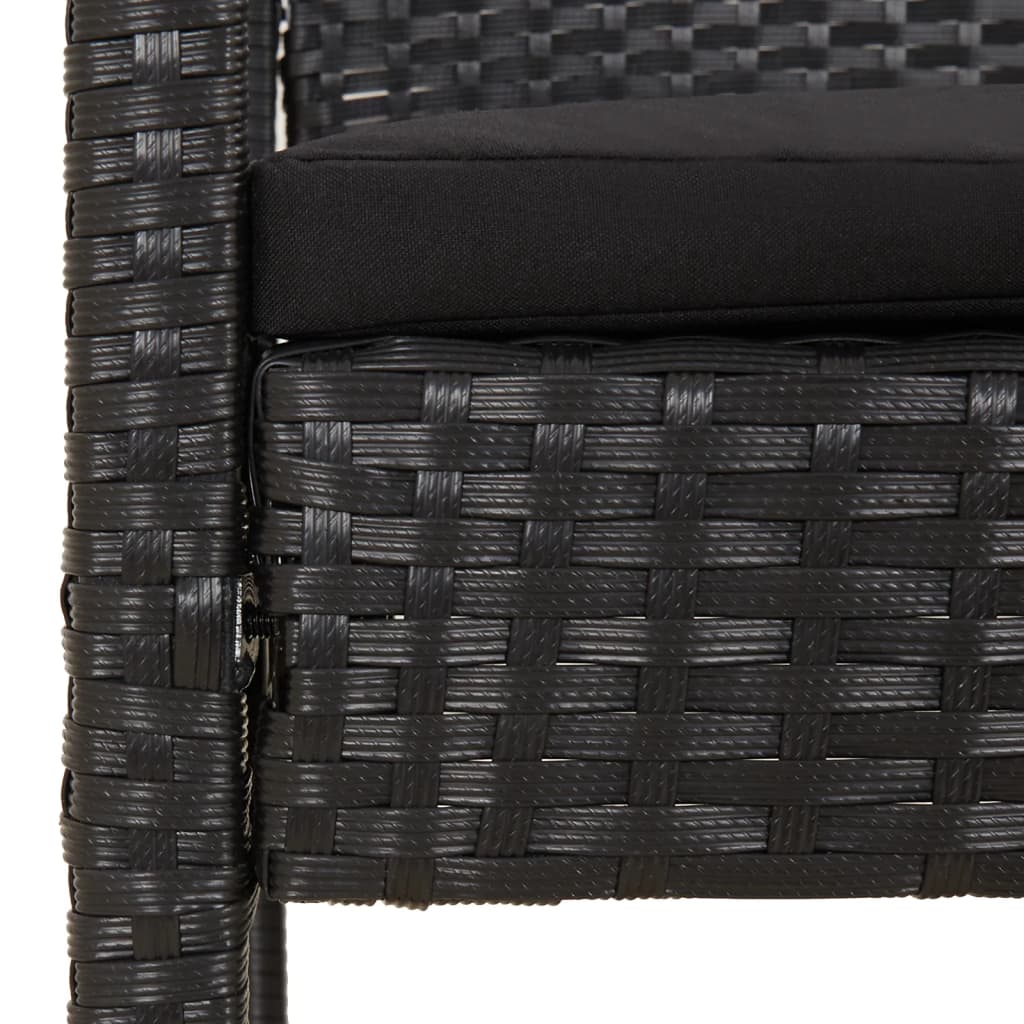 Panca da Giardino con Cuscino Nera 105 cm in Polyrattan | homemem39